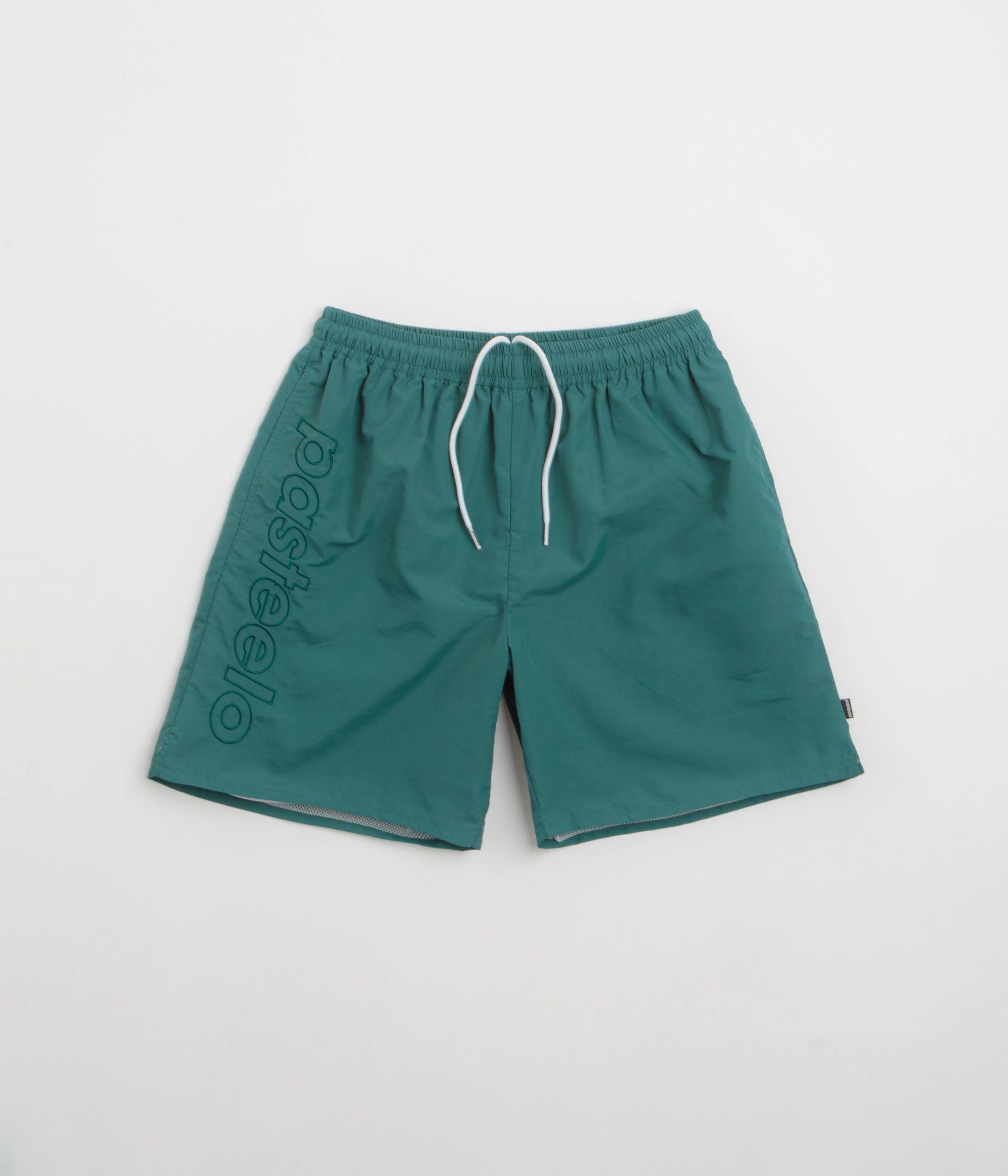 Pasteelo Script Active Shorts - Dark Teal Wind Resistant Panels Lounge Wear