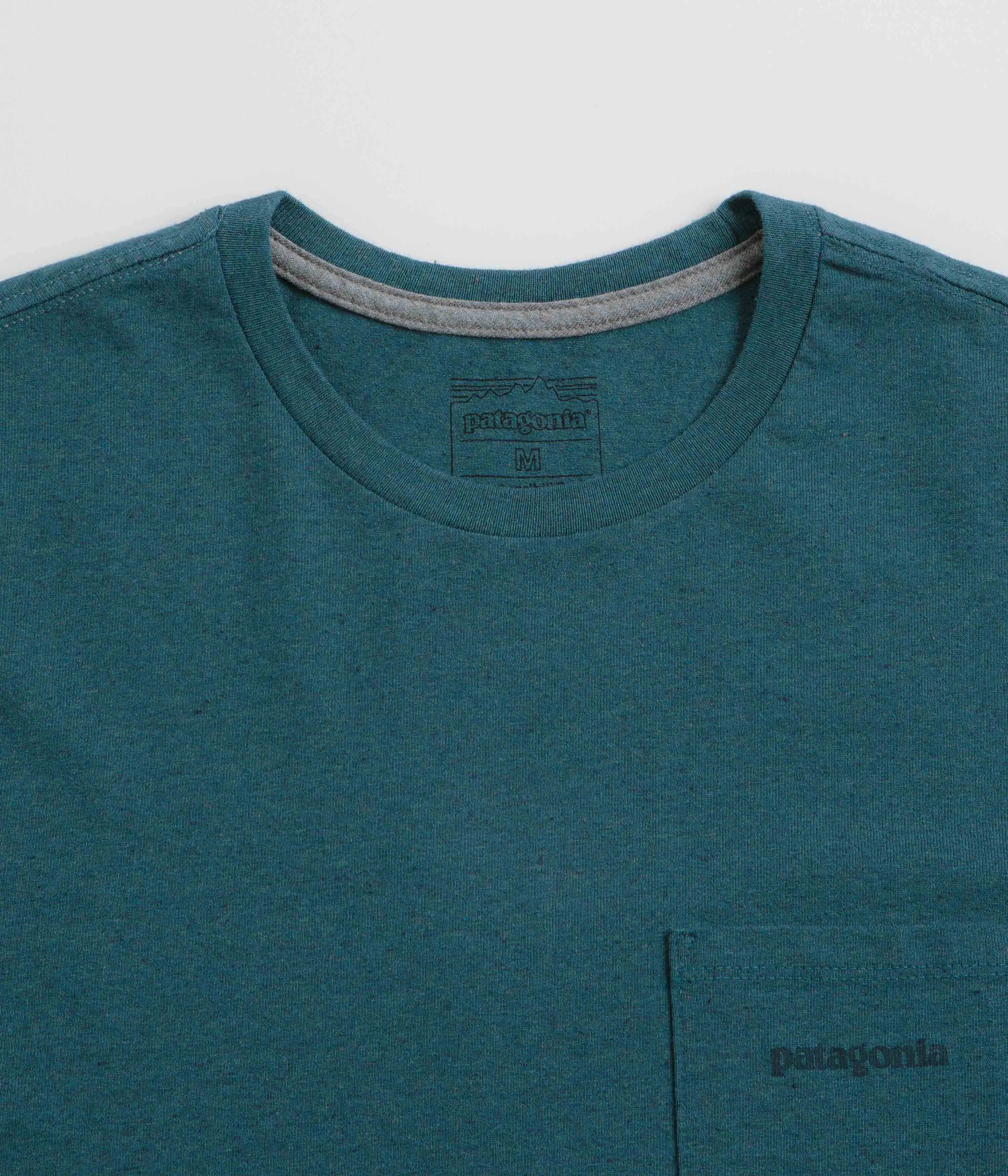 kimono silhouette off-season Patagonia Boardshort Logo Pocket Responsibili-Tee T-Shirt - Wetland Blue