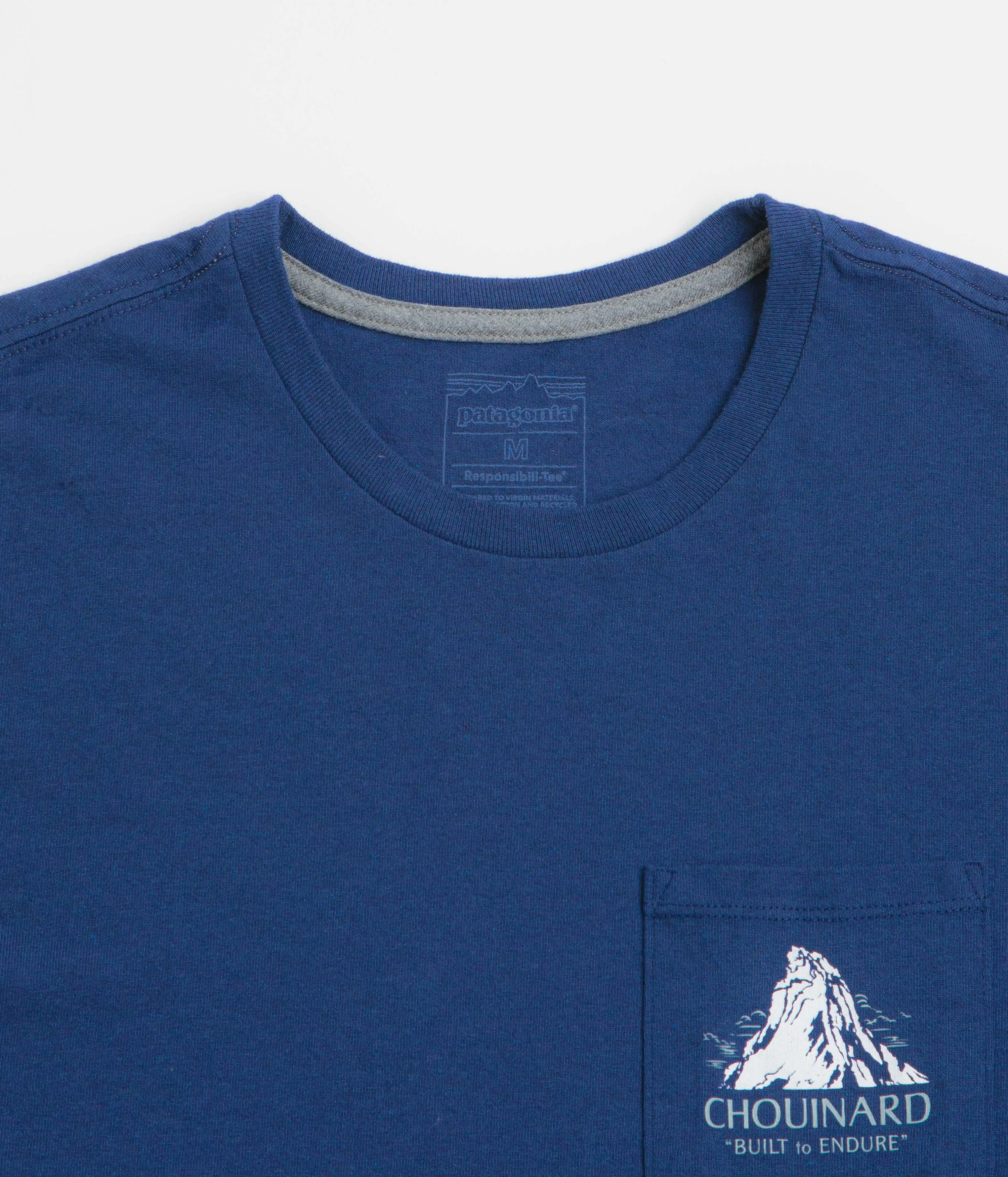 culottes silhouette Patagonia Chouinard Crest Pocket Responsibili-Tee T-Shirt - Clement Blue