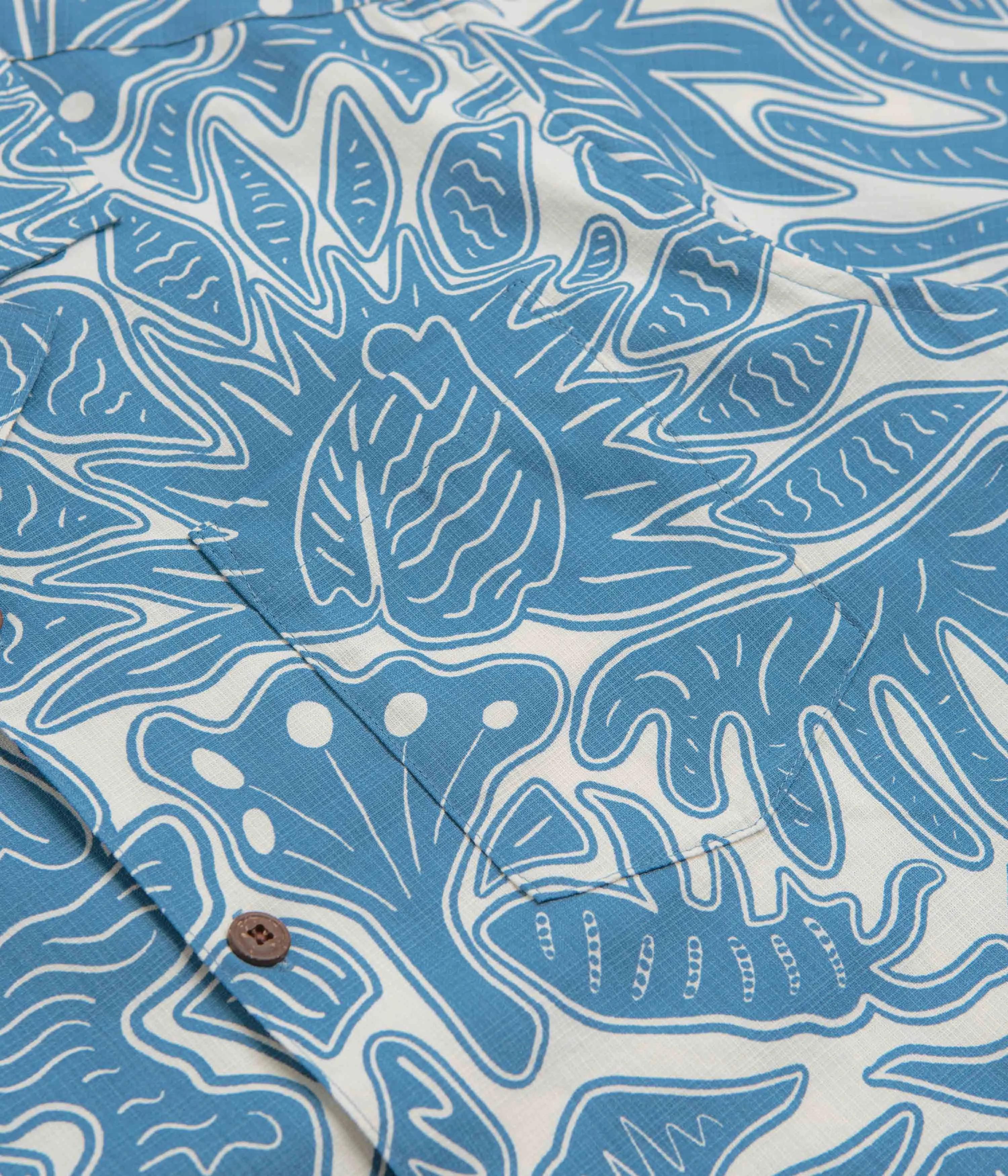 Pocket Detail Patagonia Tidal Threads Camp Shirt - Bees and Flowers: Still Blue