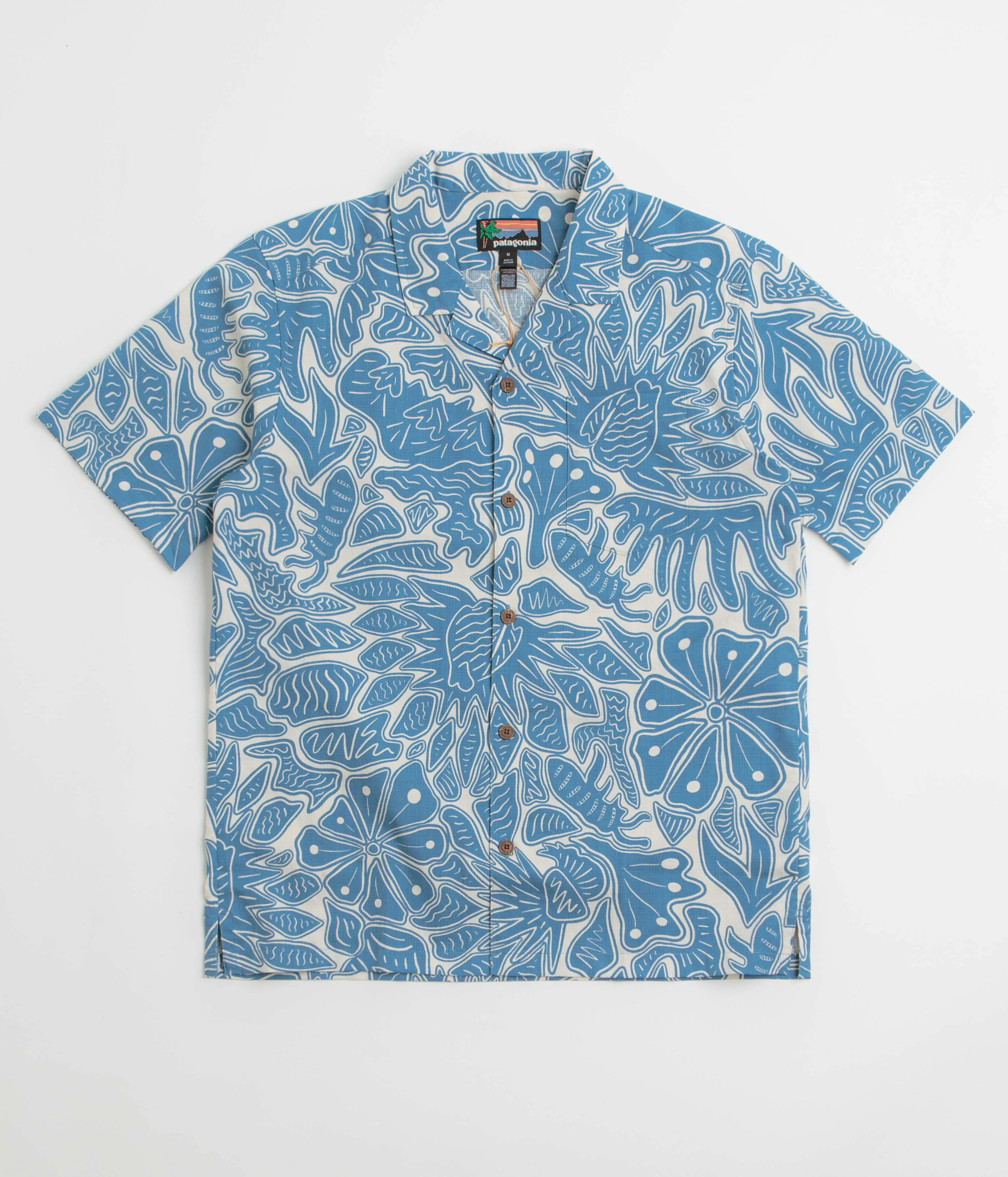 Patagonia Tidal Threads Camp Shirt - Bees and Flowers: Still Blue Ombre look Unisex style