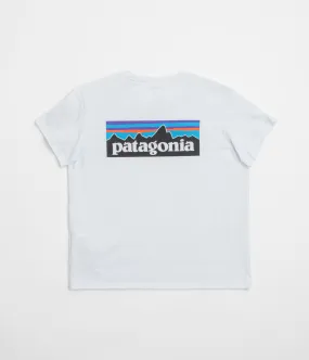 Zip-up rayon shirt Patagonia Womens P-6 Logo Responsibili-Tee T-Shirt - White