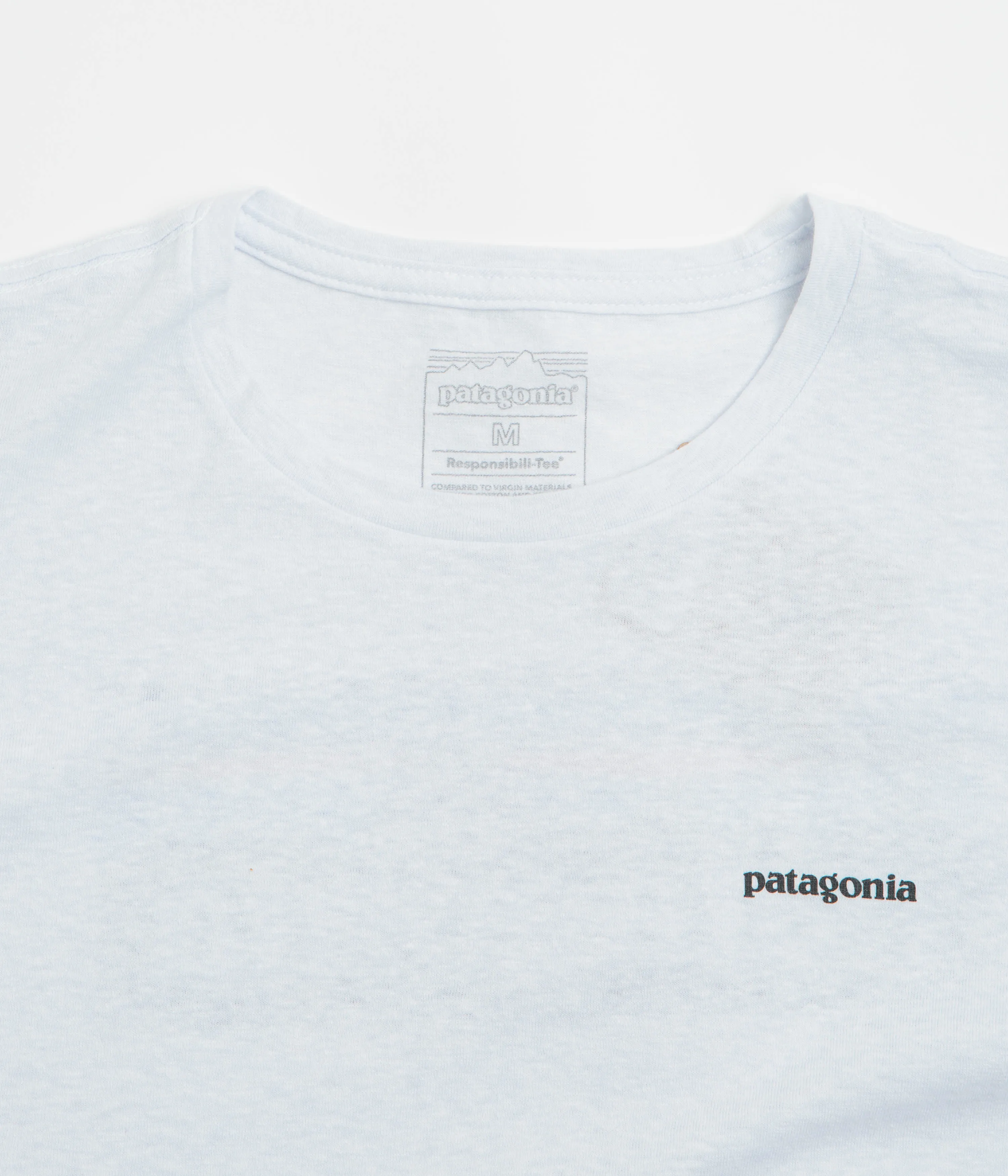 Patagonia Womens P-6 Logo Responsibili-Tee T-Shirt - White Fitness workout sleep shorts silhouette
