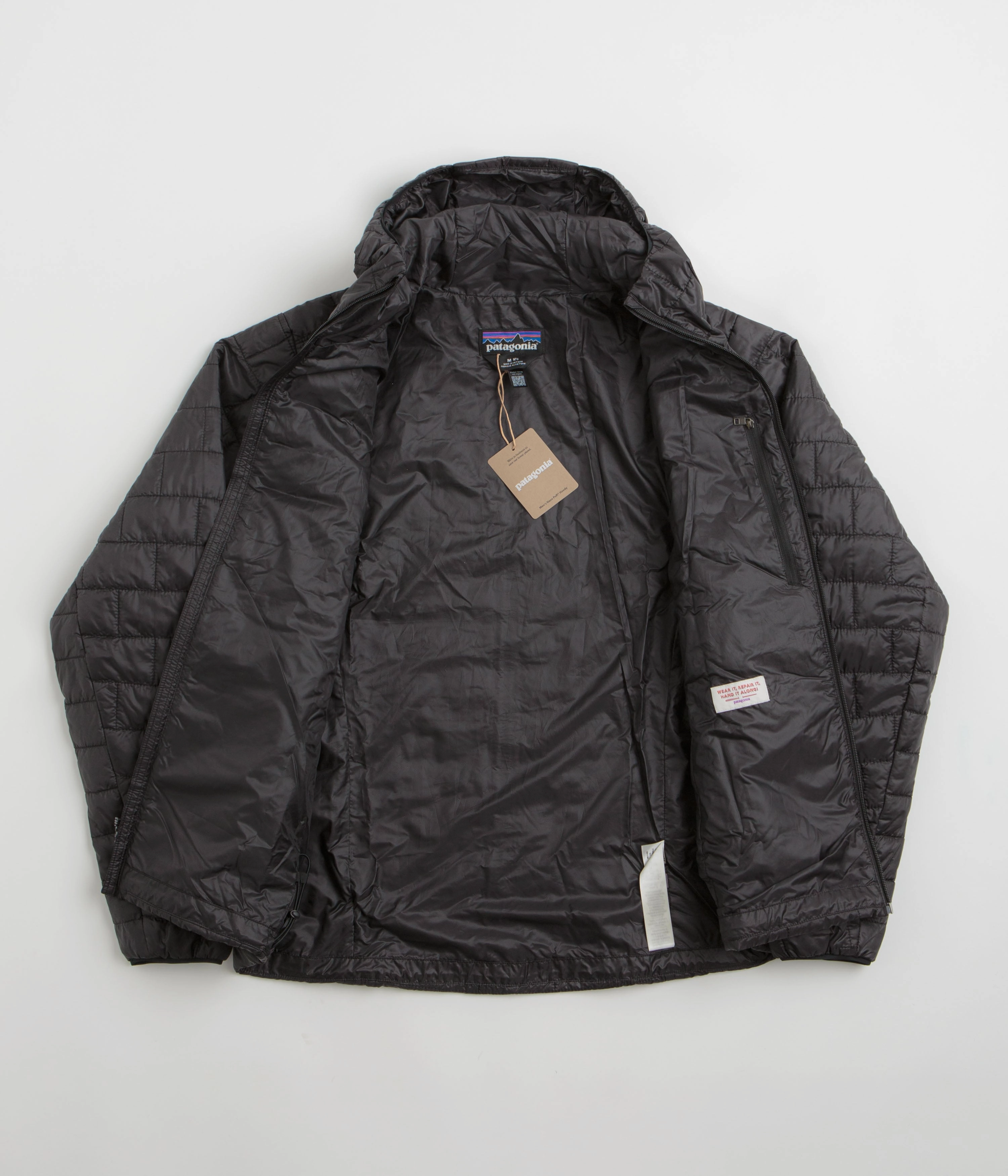 Patagonia Nano Puff Hoodie Jacket - Black Double Stitched Edging