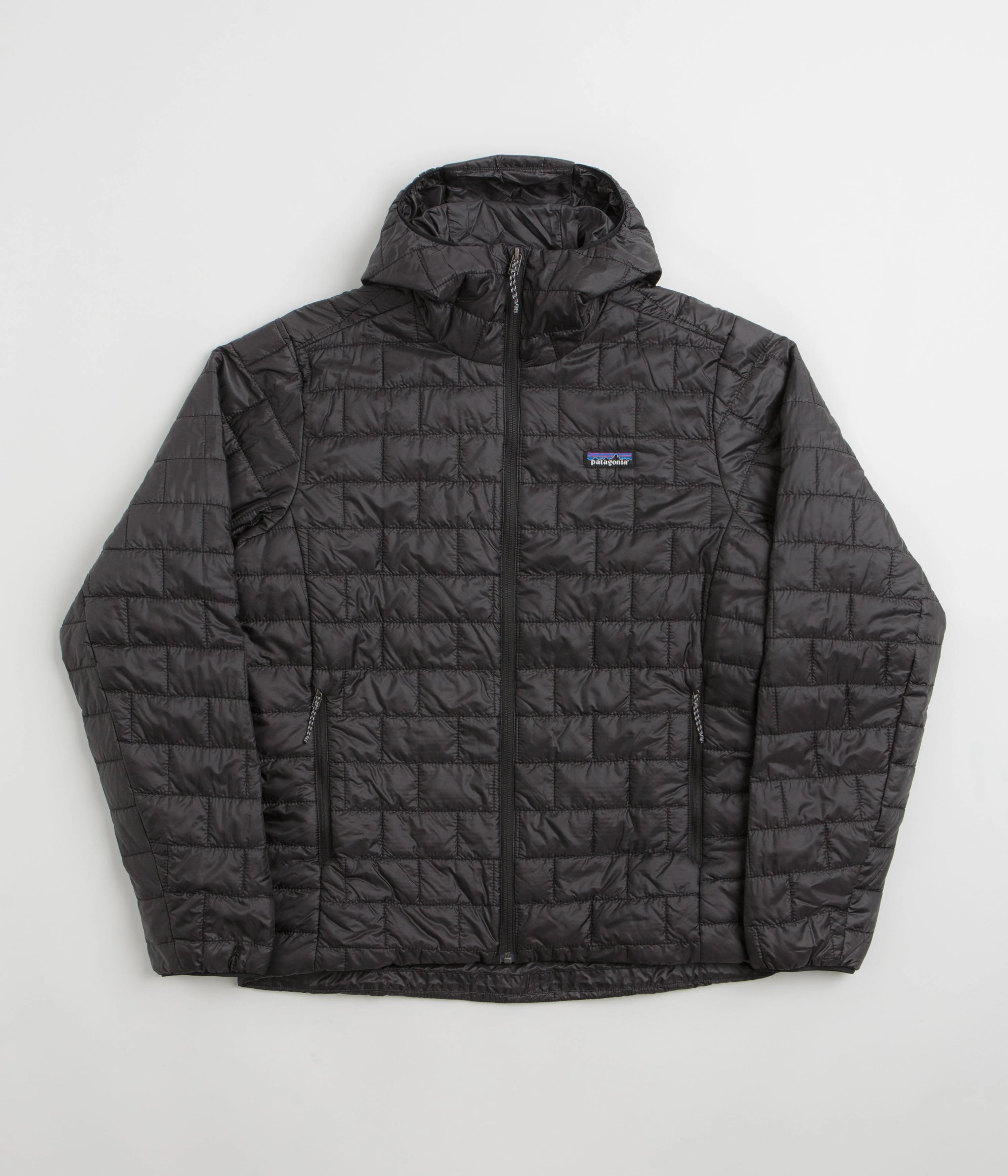 Patagonia Nano Puff Hoodie Jacket - Black Ribbed Cuffs Stretch Enhanced Mobility