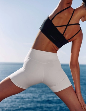 Side Pockets High Waisted Run Short - Ivory