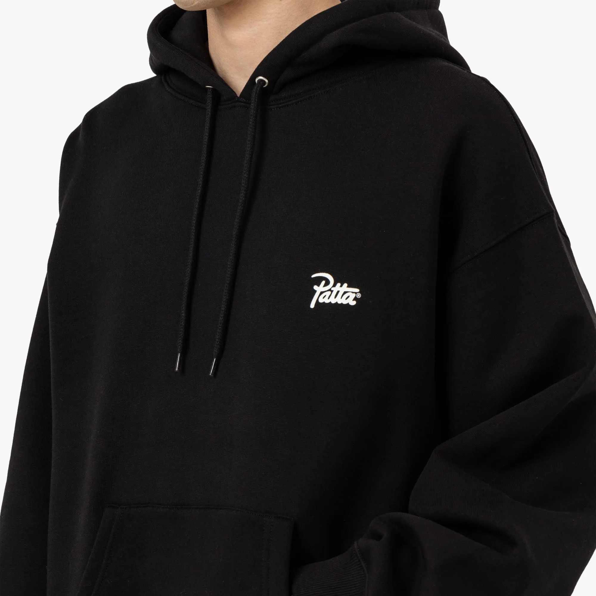 Unisex Design Patta Patta Bark Boxy Hooded Sweater Black