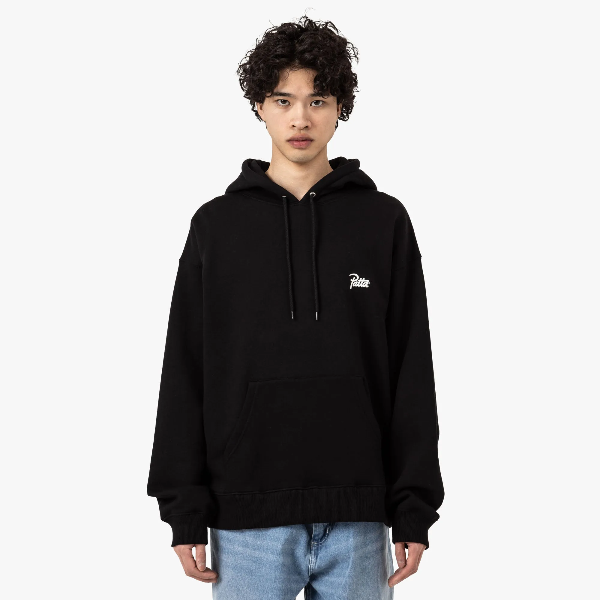 Patta Patta Bark Boxy Hooded Sweater Black Fleece Lining product yoga friendliness