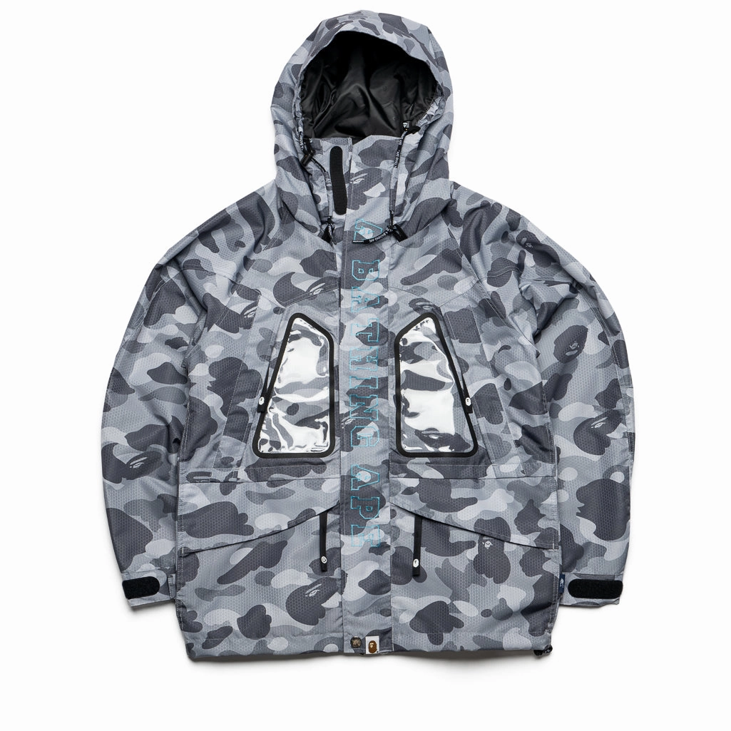 Vegan A Bathing Ape Honeycomb Camo Snowboard Jacket - Grey