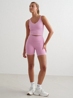 Peony Pink Sense Midi Biker Shorts Stretchy Hemline