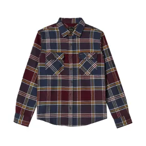 Brixton Bowery L/S  Flannel Shirt - Mood Indigo / Port / Saffron Minimalist Style