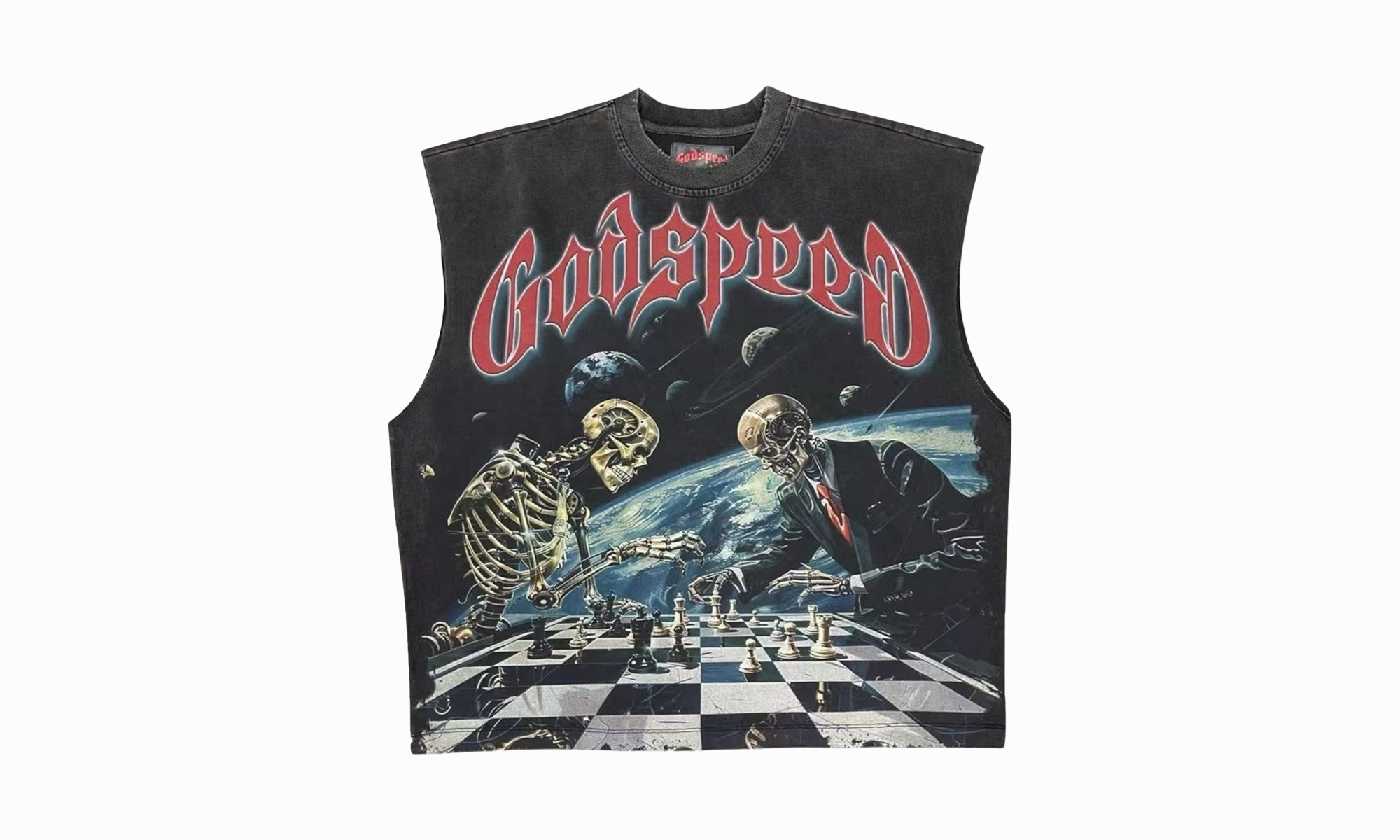 Checkmate Sleeveless Tee "Black Wash" Ocean Glow Glitter Glow