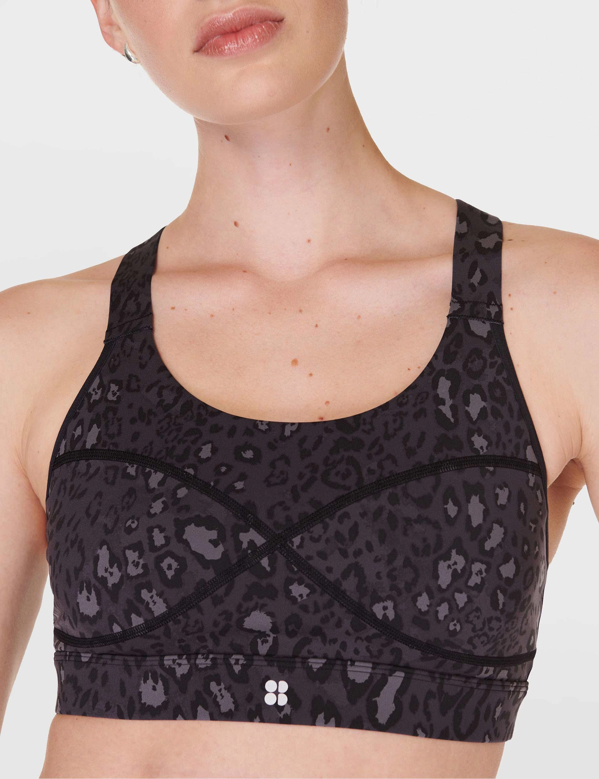 Enhanced Core Stability Power Medium Support Sports Bra - Black Luxe Leopard Print