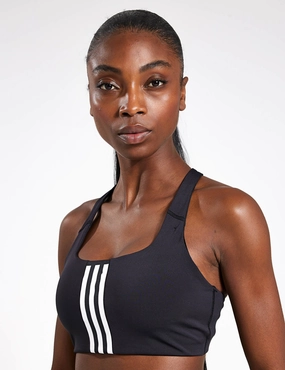 Hemmed edges seams Powerimpact Training Medium-Support 3-Stripes Bra - Black