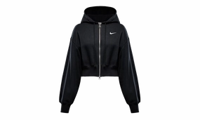 Phoenix Fleece Loose Cropped Full Zip Hoodie Wmns "Black"