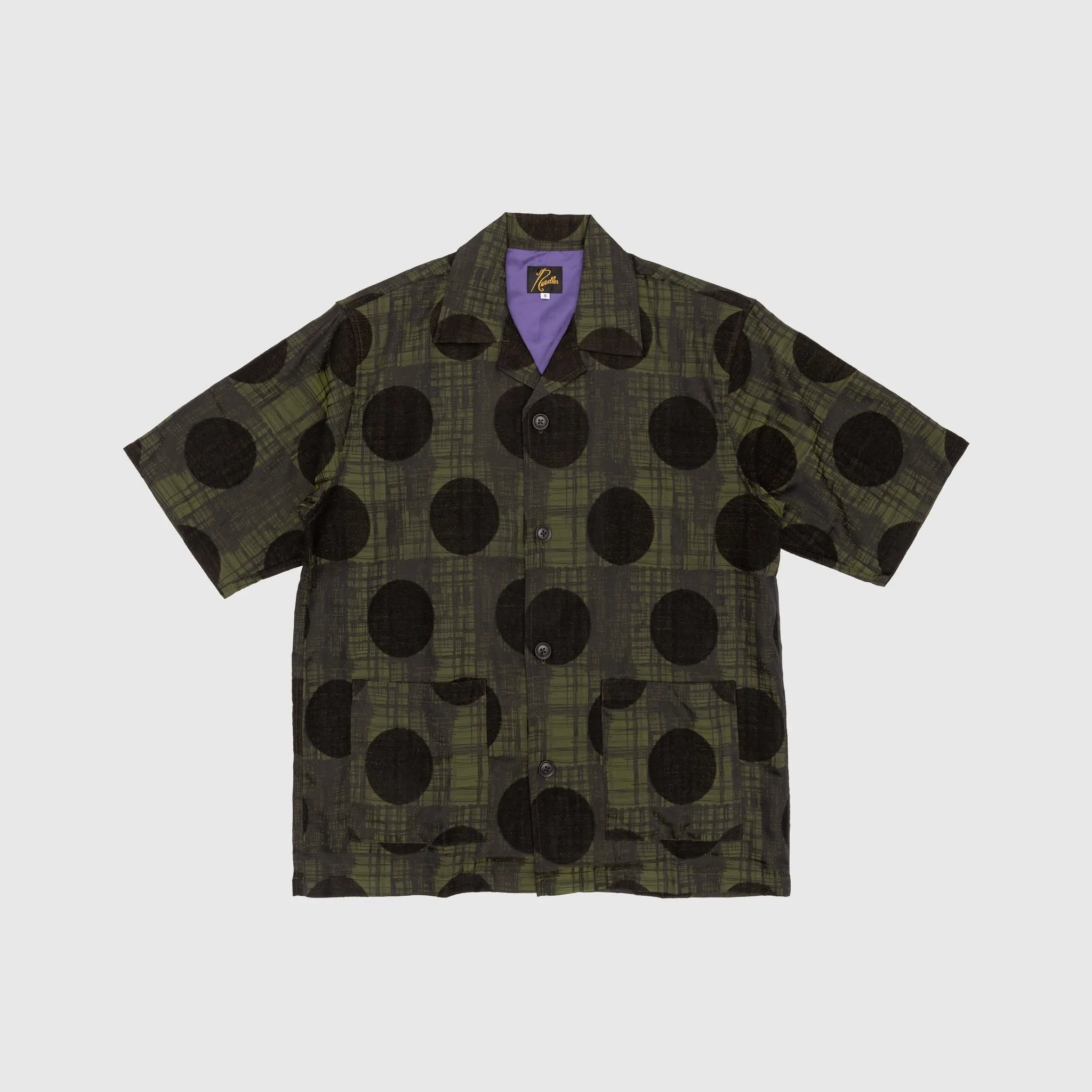 PLAID & POLKDOT JAQUARD CABANA SHIRT high-low hem Graduation Ceremony