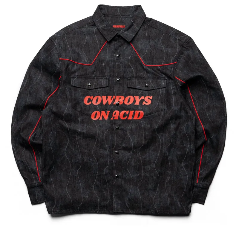 Pleasures Acid Cowboy Denim Shirt - Black Comfortable fit Cozy Feel