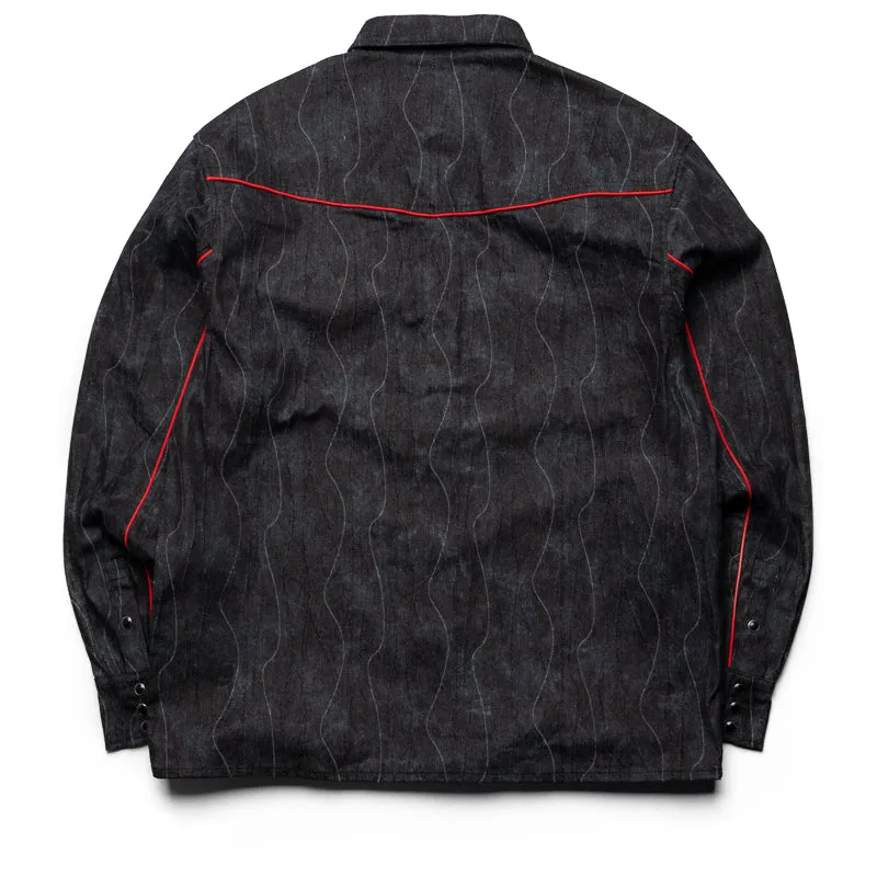 Organic Cotton Trendy Vibes Pleasures Acid Cowboy Denim Shirt - Black