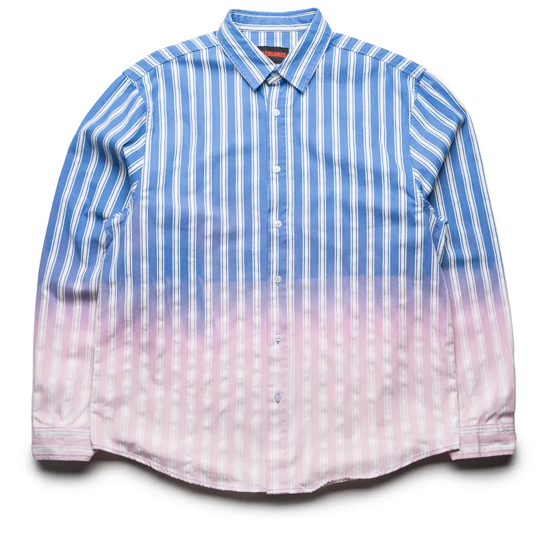 UV Protective Fabric Pleasures Fade Button Down Shirt - Blue