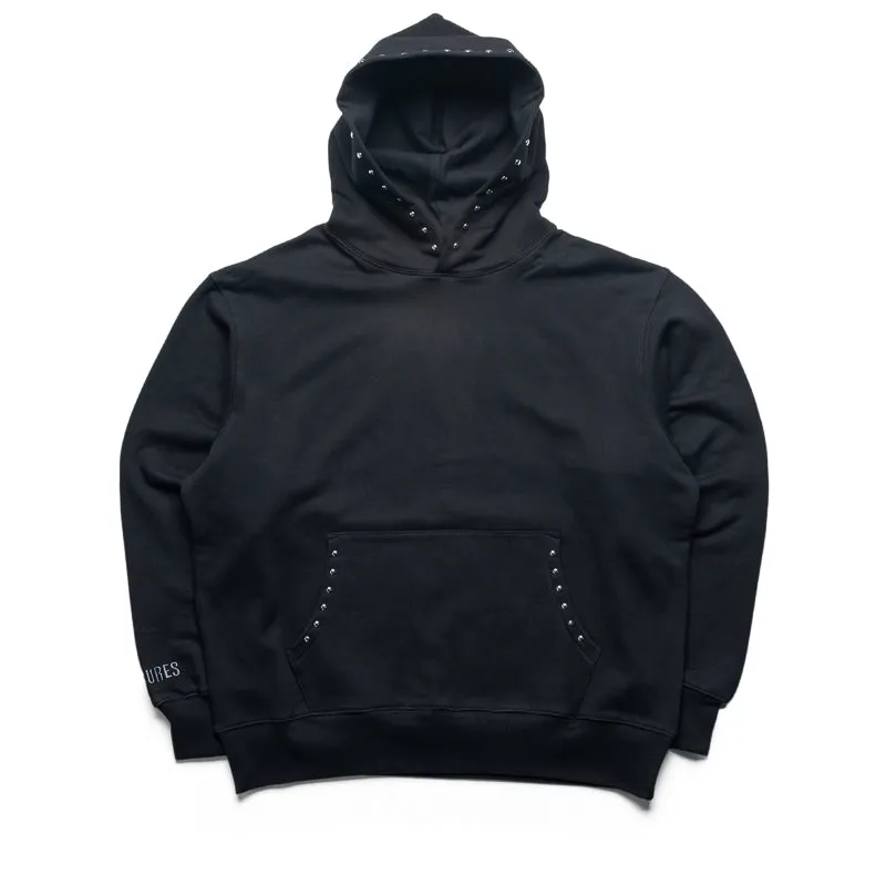 Lightweight Fabric Chic Street Pleasures Lucky Studded Hoodie - Black