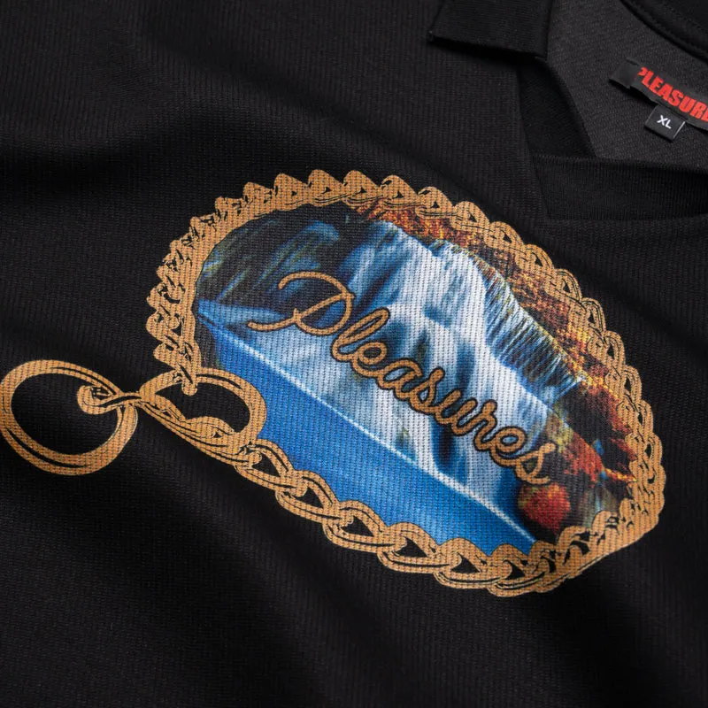 Pleasures Submission Boxy Polo - Black Linen blend Ergonomic Back Panel