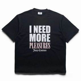 snowboarding venue Wrinkle-Resistant Pleasures Juicy Pleasures Heavyweight Tee - Black