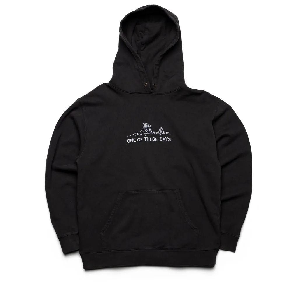 Button front One Of These Days Counting Every Second Hoodie - Black