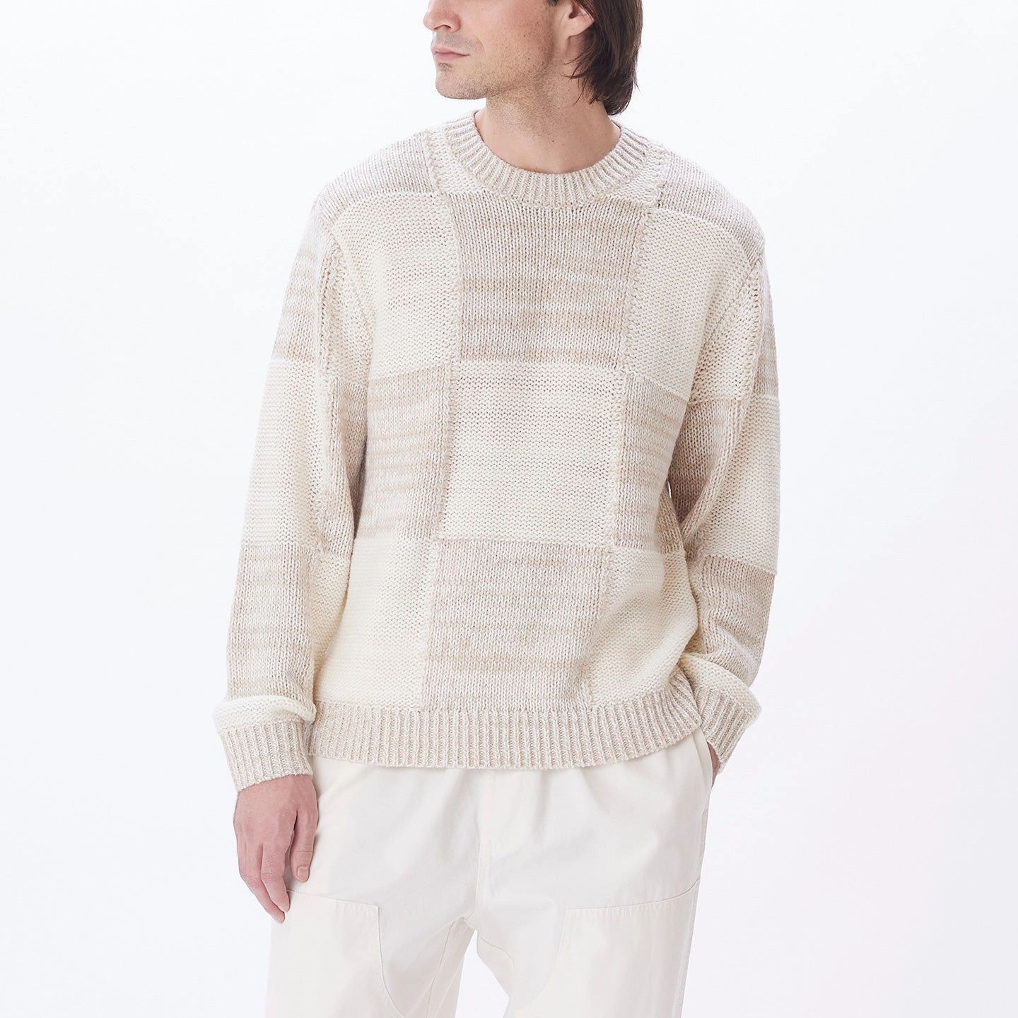 Obey Dominic Knit Sweater Elastic hem Under Layer