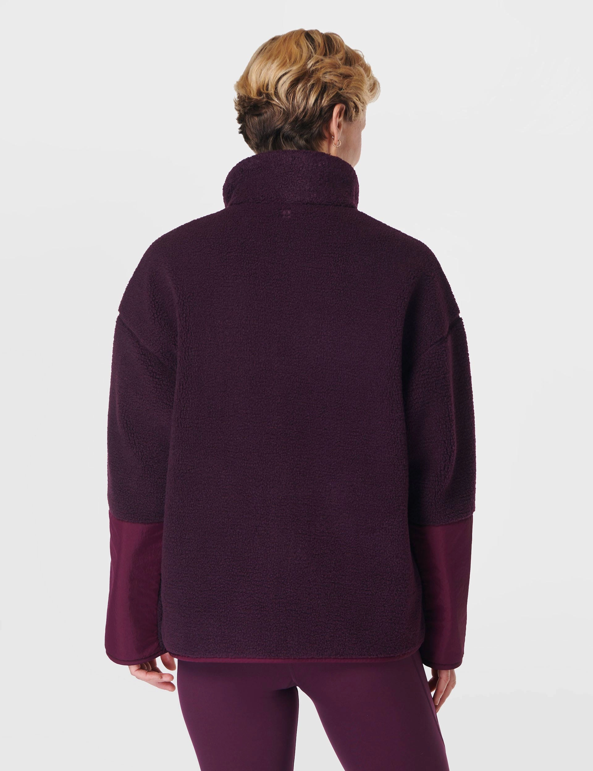 Plush Textured Zip Up - Midnight Cherry Purple FadeResistant Print Weatherproof Zipper Closure