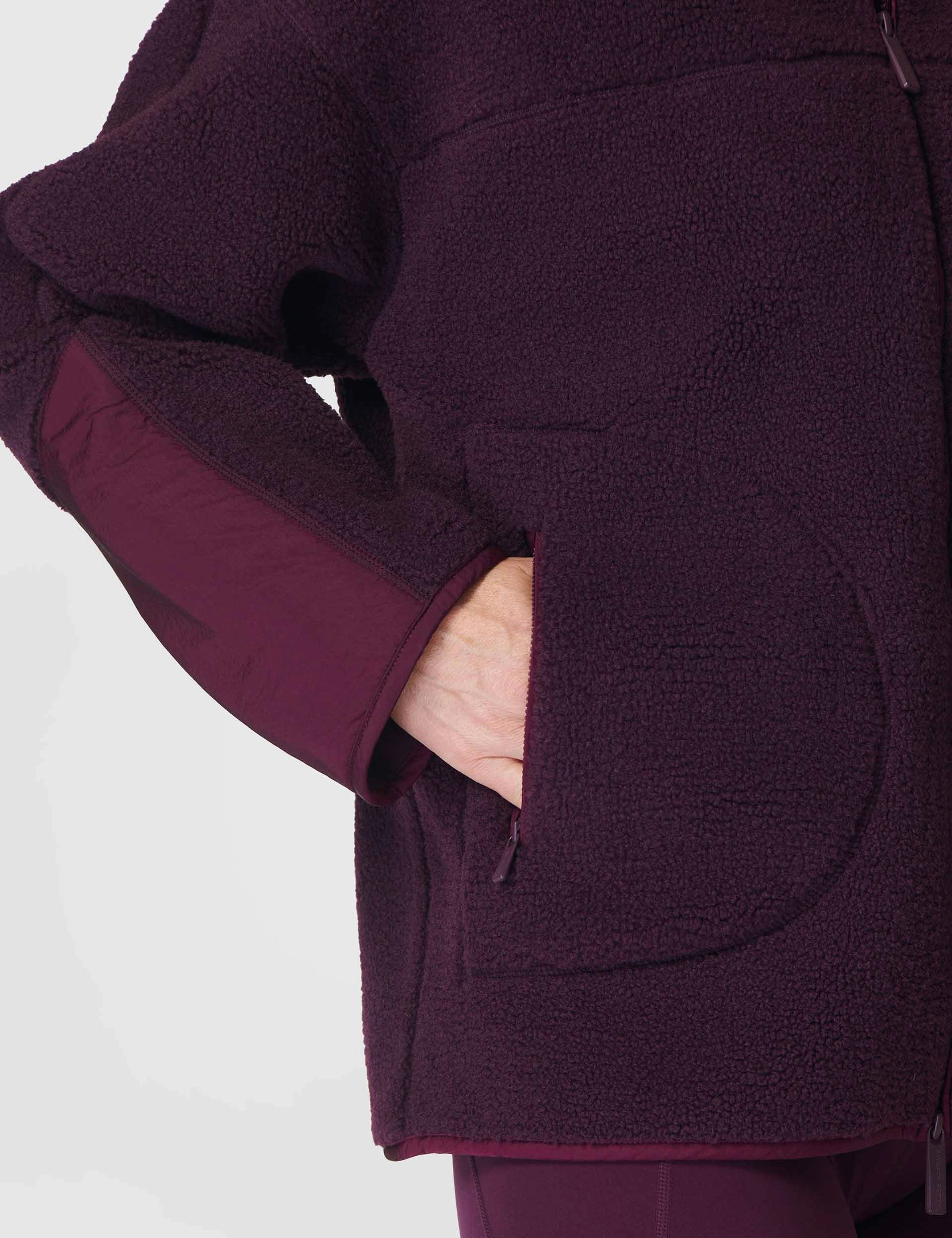 Plush Textured Zip Up - Midnight Cherry Purple Reinforced Elbows Fashion Event