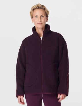Minimal Detailing Plush Textured Zip Up - Midnight Cherry Purple