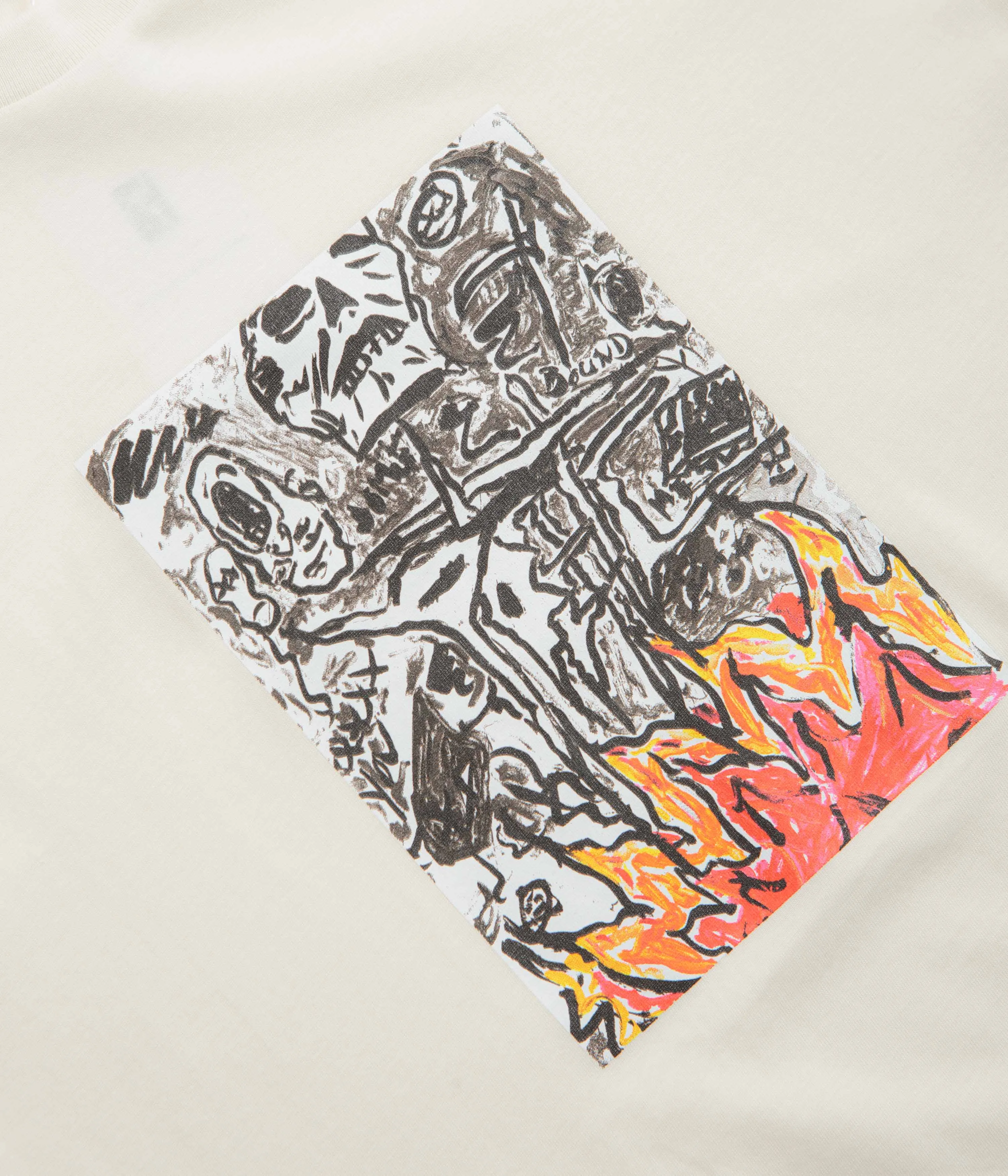 Poetic Collective Burning Skull T-Shirt - Ivory shirt silhouette
