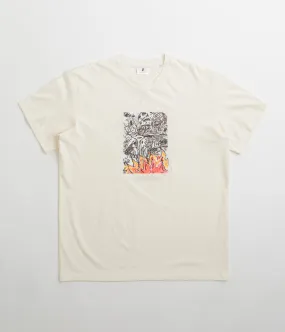 hang dry rayon shirt Poetic Collective Burning Skull T-Shirt - Ivory