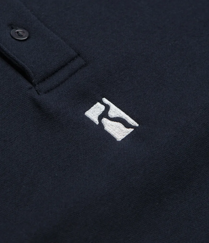 Poetic Collective Heavy Polo Sweatshirt - Dark Navy Lightweight Layer Plaid Design