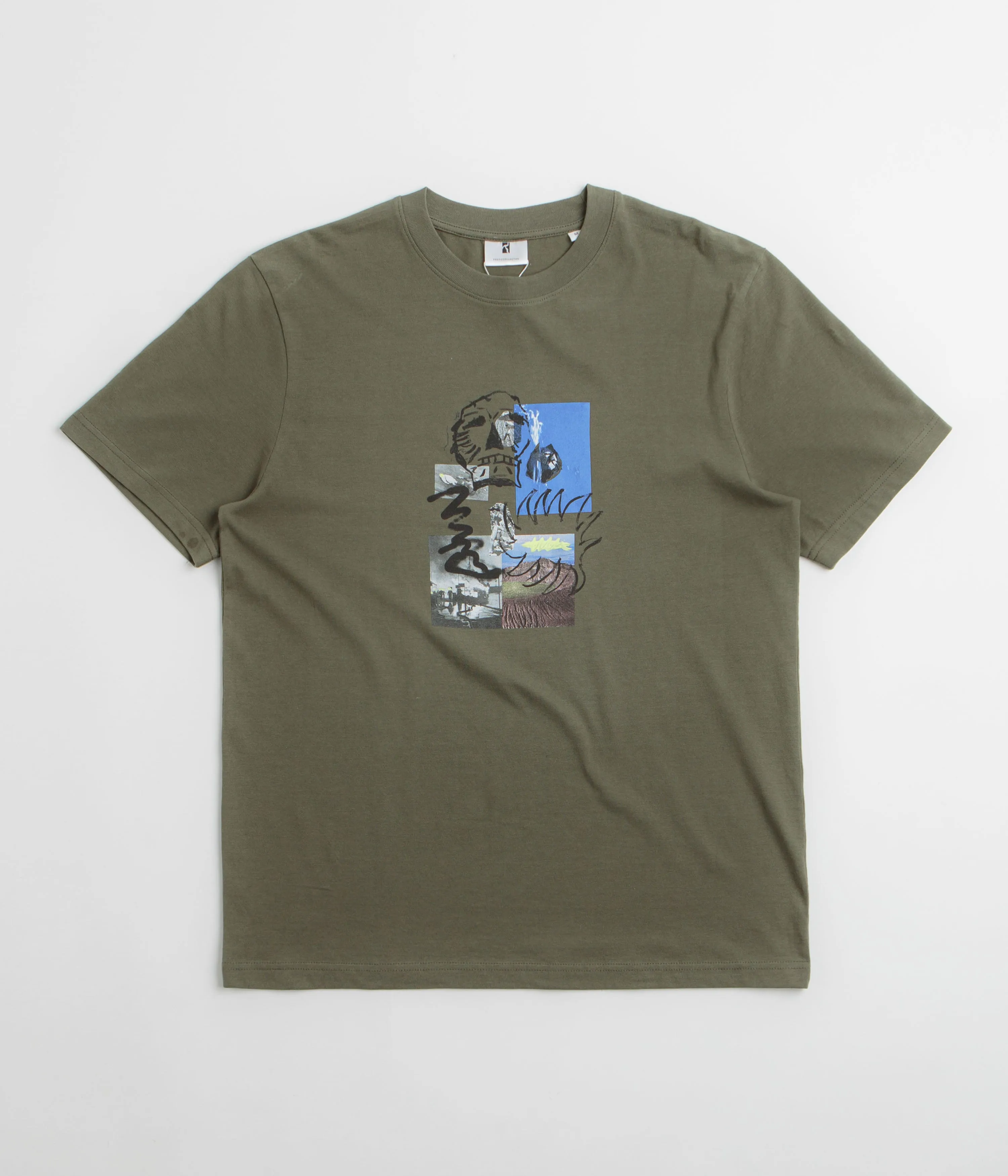 Poetic Collective Skull T-Shirt - Khaki bold hem semi-formal event