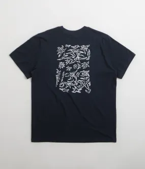 Poetic Collective Tribal T-Shirt - Navy Striped Pattern Neutral Tone