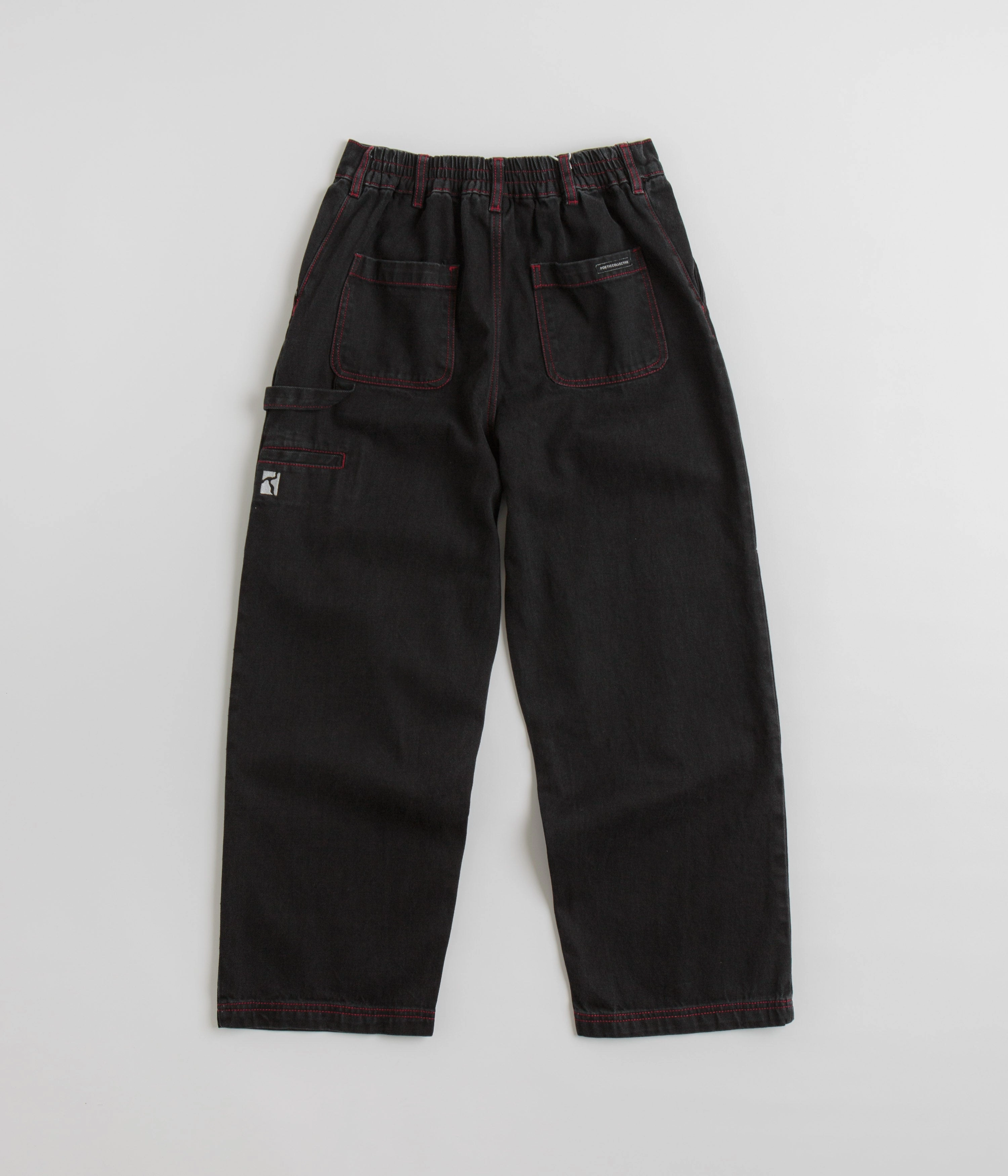 Wear Resistant Fabric Poetic Collective Denim Sculptor Pants - Black / Red Stitch