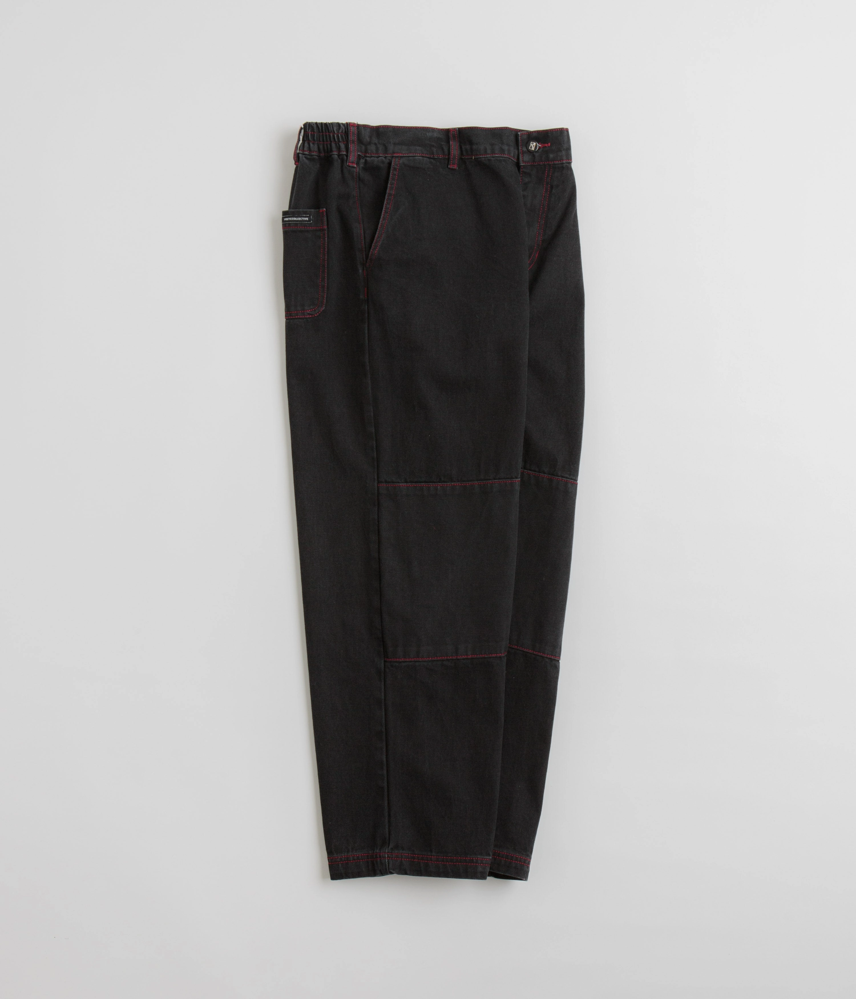 OdorResistantTreatment Poetic Collective Denim Sculptor Pants - Black / Red Stitch