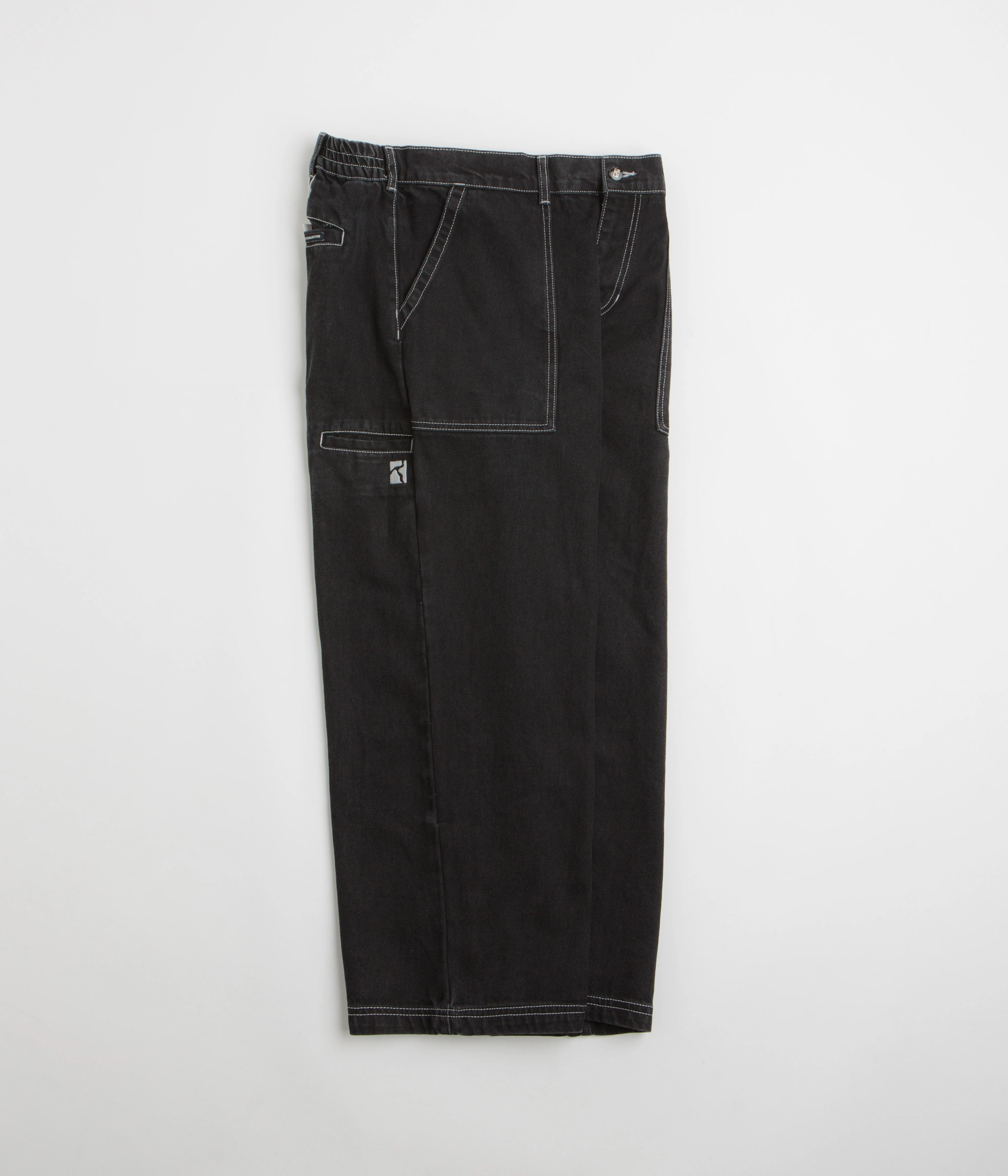 Poetic Collective Painter Pants - Black Denim / White Seams Adjustable Drawcord