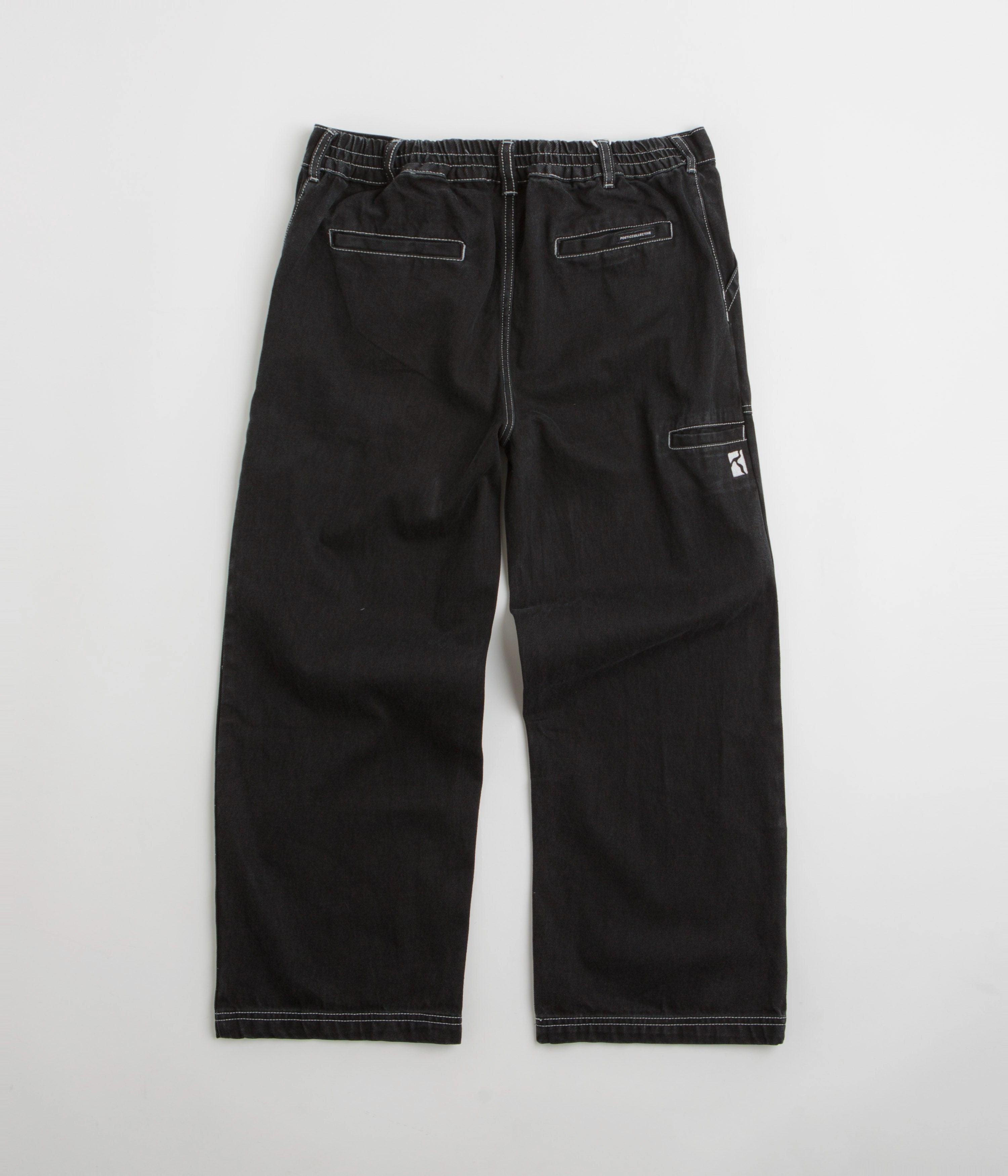 anti static Secure Closures Poetic Collective Painter Pants - Black Denim / White Seams