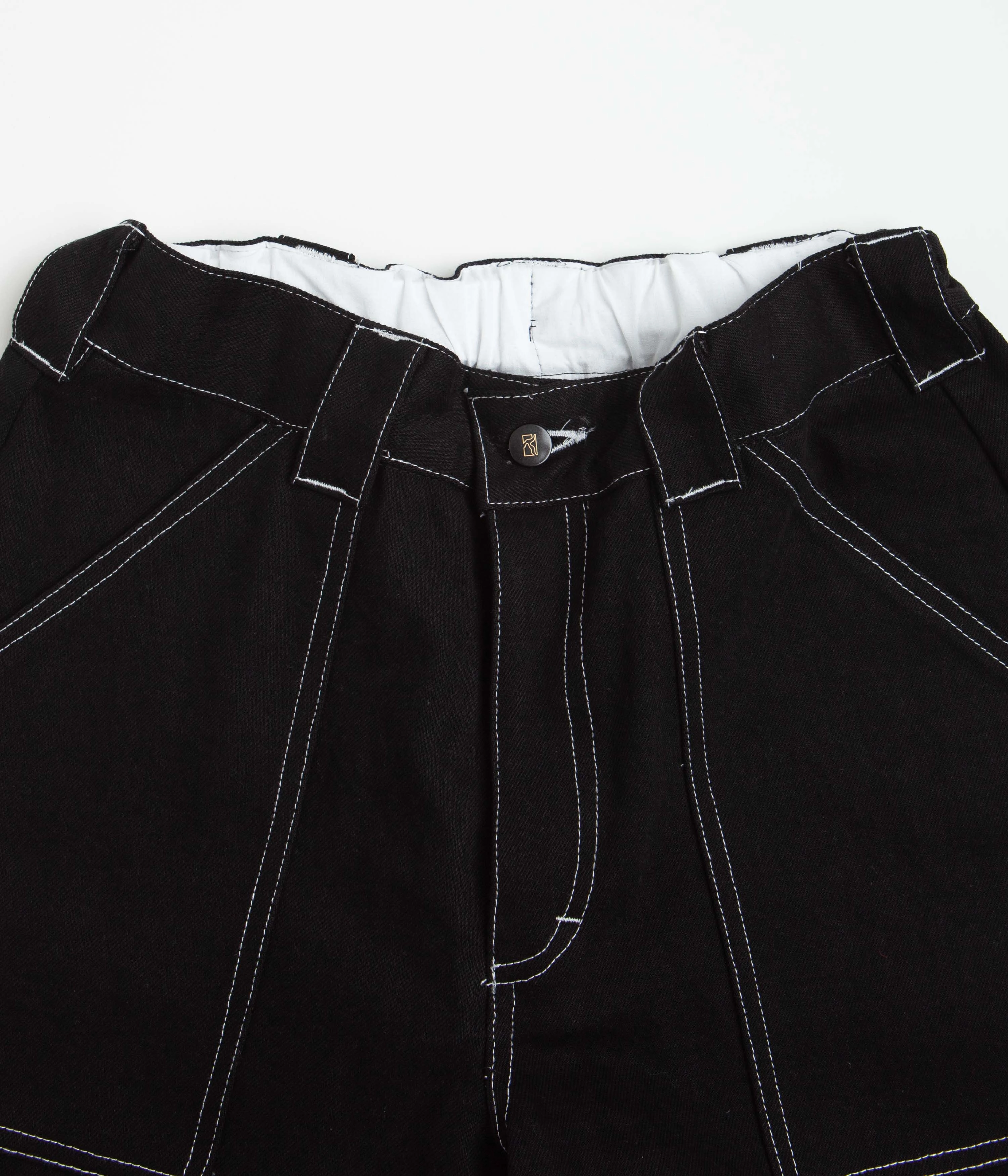 school wear Luxury Feel Poetic Collective Painter Shorts - Black Denim / White Stitch