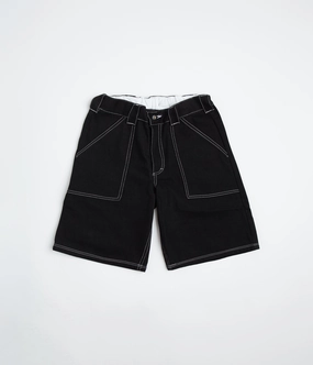 Poetic Collective Painter Shorts - Black Denim / White Stitch MultiPurposeUtility