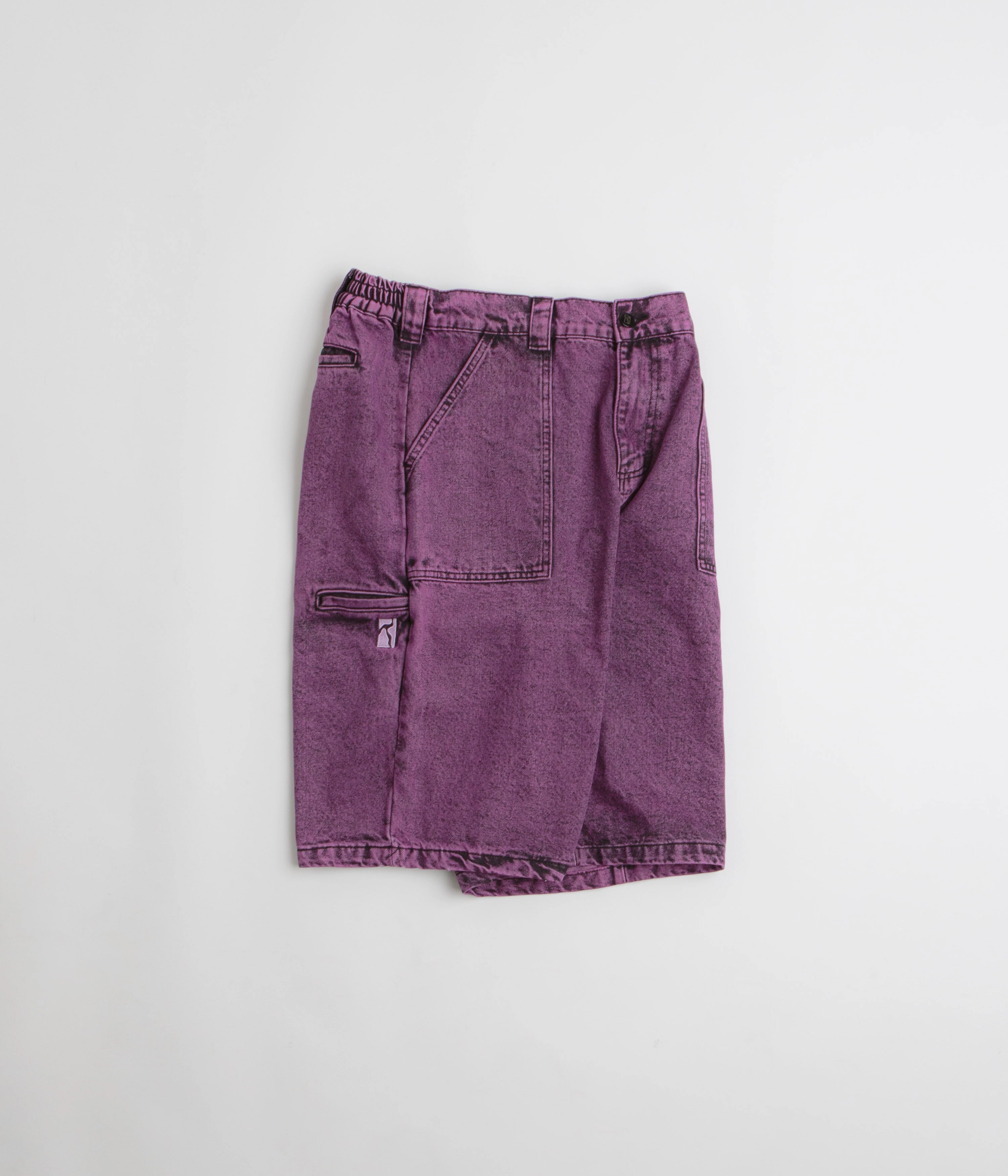 sports industry LightweightFabric Poetic Collective x flatspot Painter Shorts - Purple Acid Wash Denim