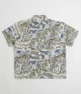 Polar Beach Day Tom Short Sleeve Shirt - Off White Geometric Shape Twill Weave