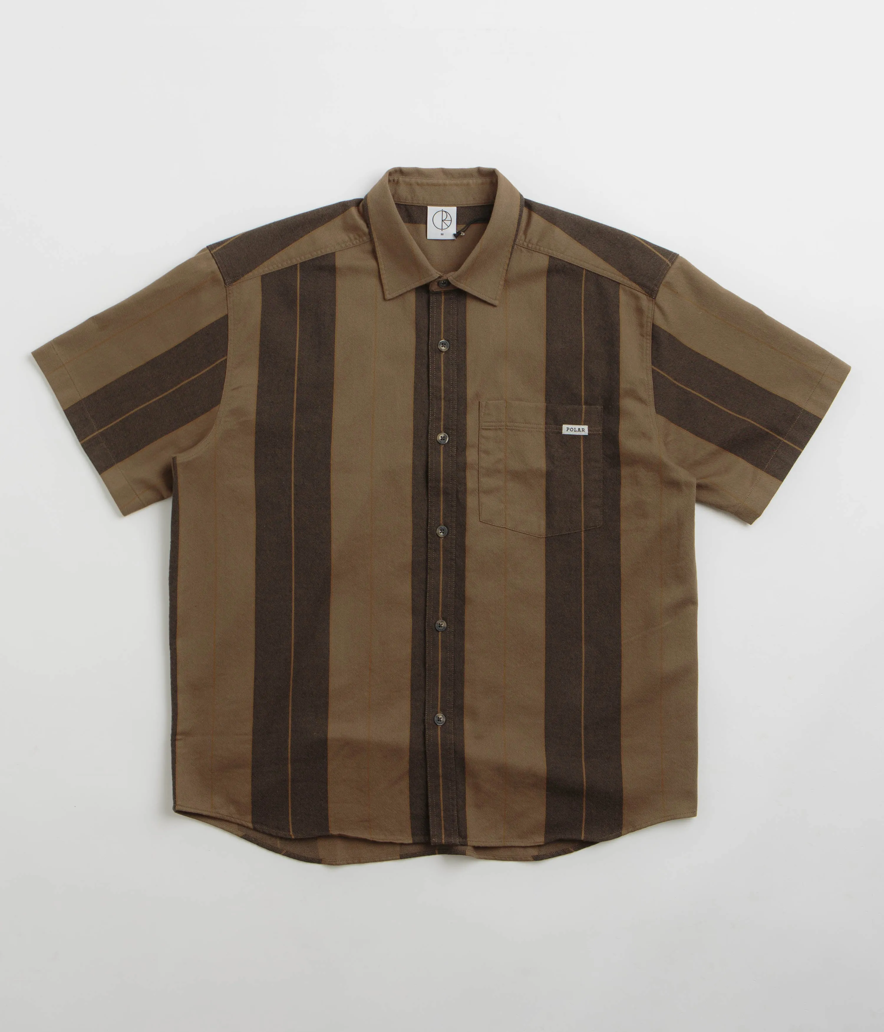 Polar Mitchell Short Sleeve Shirt - Brown Block Stripe Midweight Textile