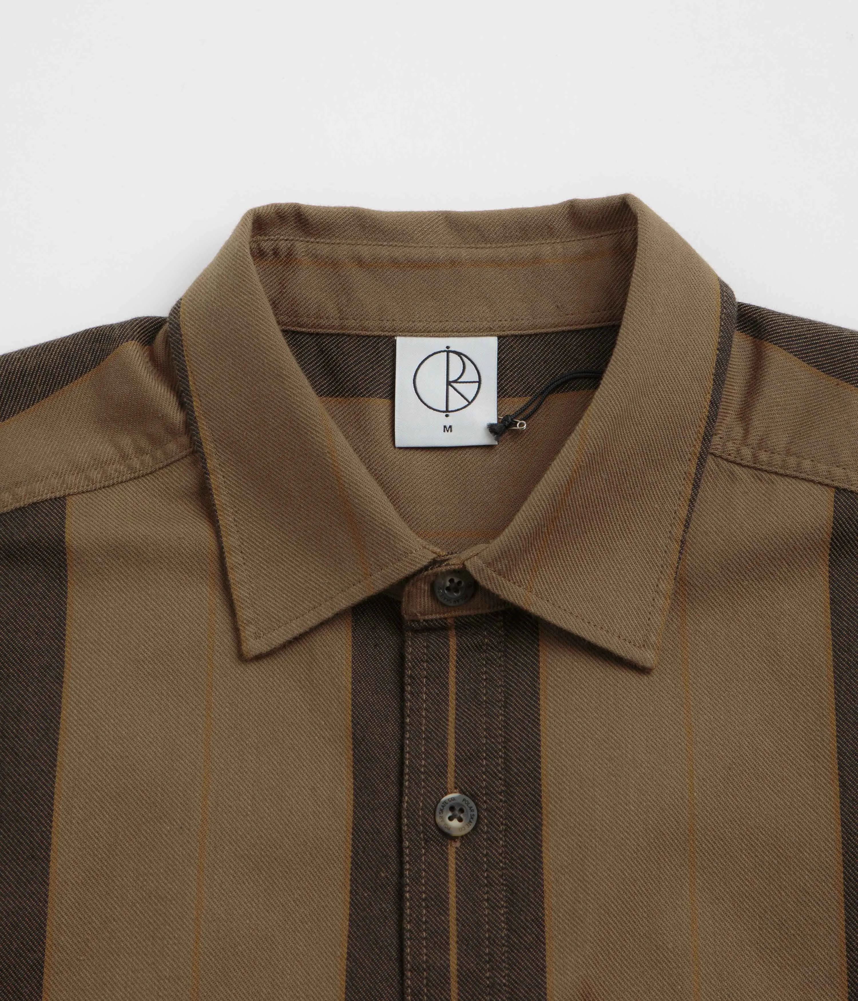 Pullover Design Polar Mitchell Short Sleeve Shirt - Brown Block Stripe