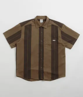 Polar Mitchell Short Sleeve Shirt - Brown Block Stripe Midweight Textile