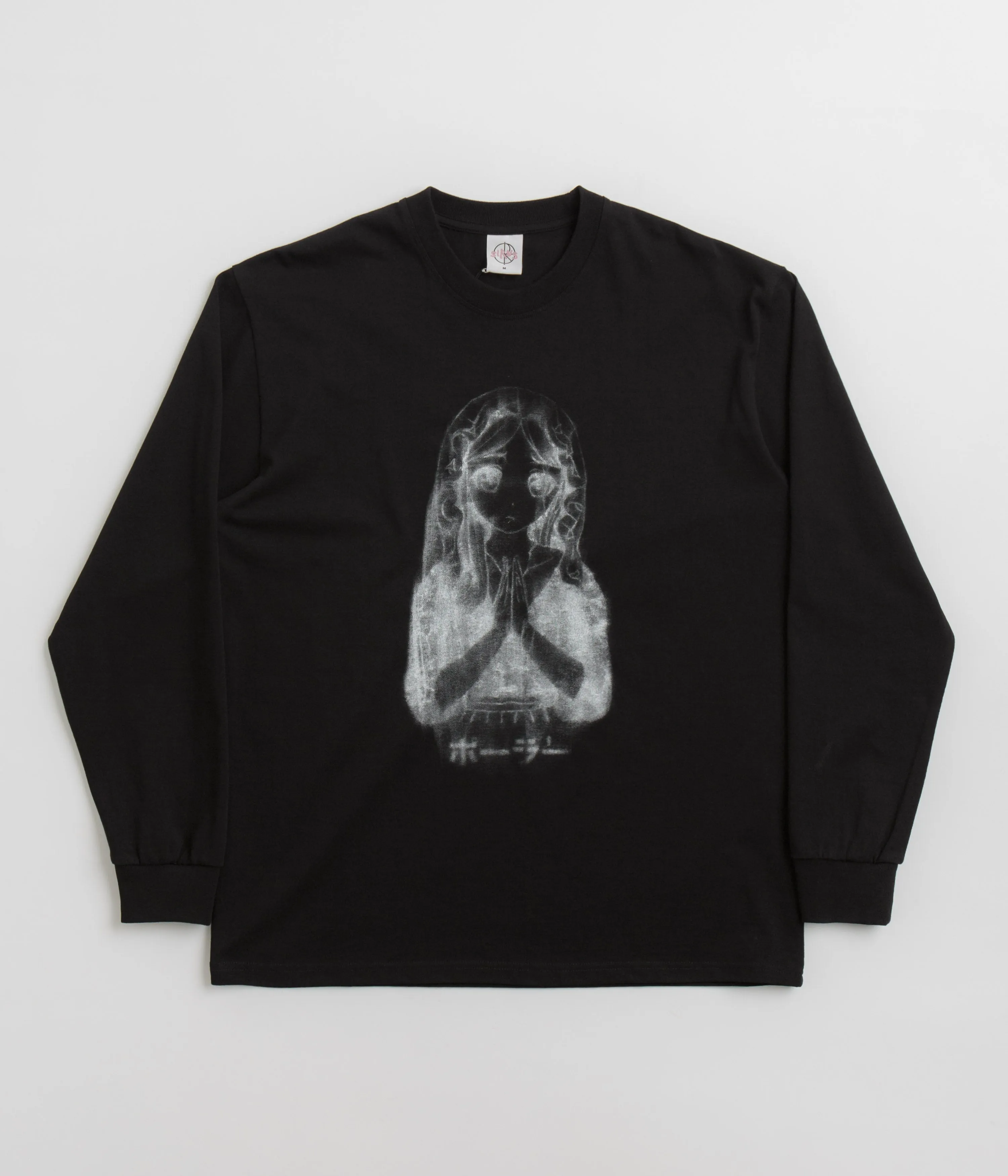 Asymmetrical hem Business Trip Polar Saint Kawaii Long Sleeve T-Shirt - Black