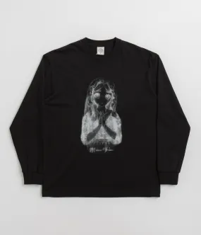 Asymmetrical hem Business Trip Polar Saint Kawaii Long Sleeve T-Shirt - Black