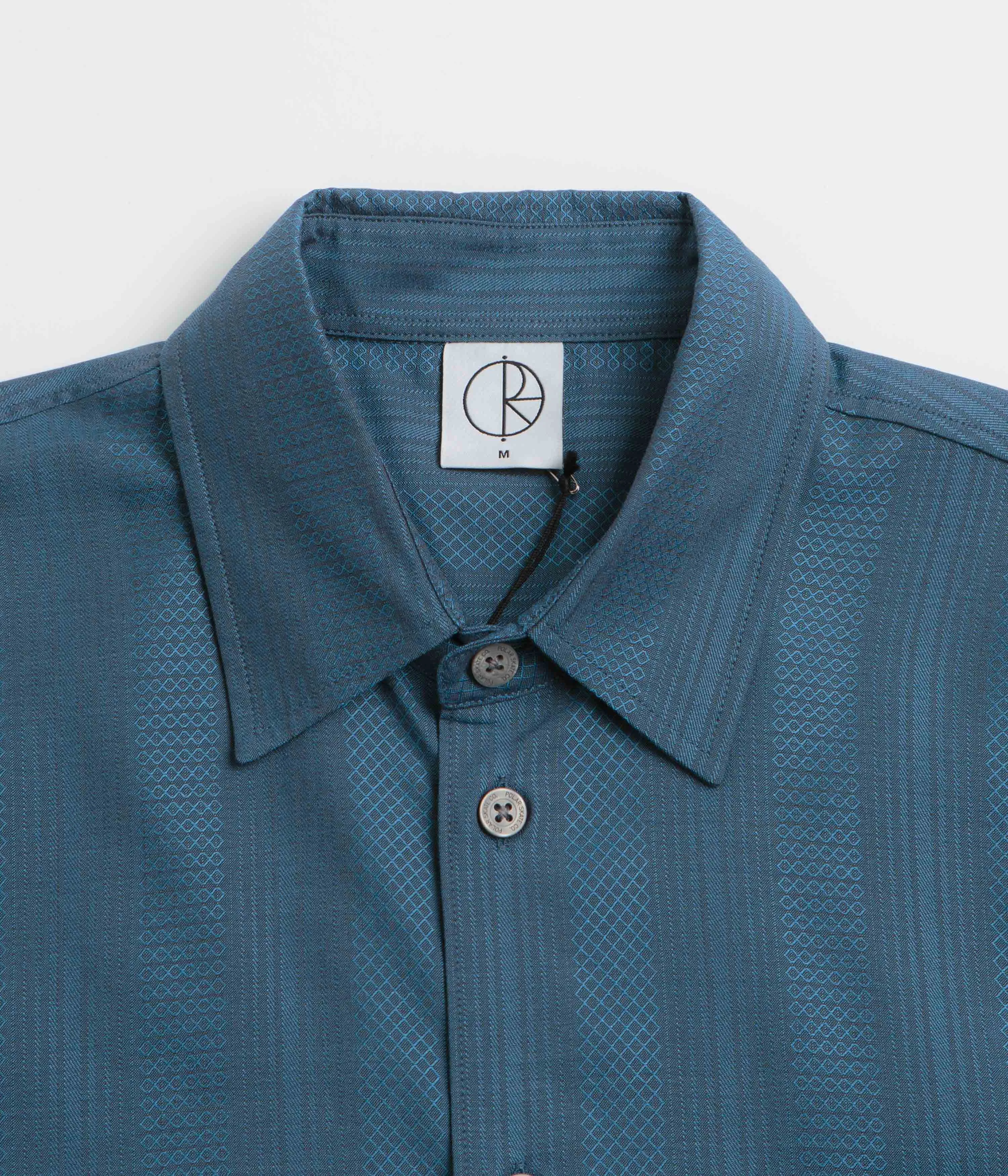 Striped Design Vintage Style Polar Tim Shirt - Steel Blue